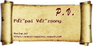 Pápai Vázsony névjegykártya